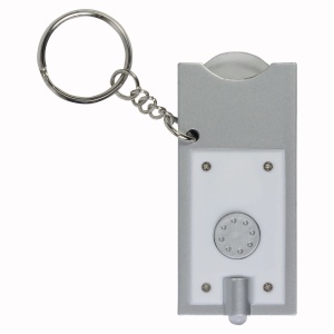 ON™ Plastic key ring with shopping trolley token and light