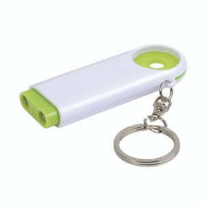 ON™ Plastic key ring with shopping trolley token and 2-LED light