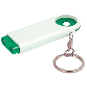 ON™ Plastic key ring with shopping trolley token and 2-LED light