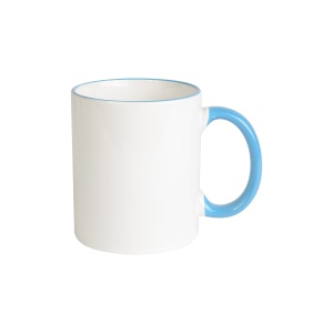 ON™ White grade A ceramic mug with coloured handle and edge, For dishwashers