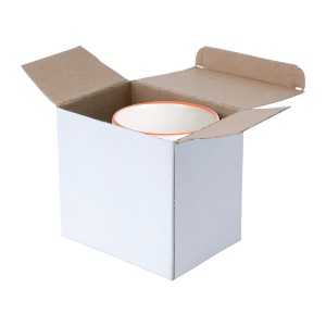 ON™ White grade A ceramic mug with coloured handle and edge, For dishwashers