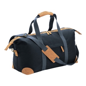 ON™ Recycled canvas duffle bag. Adjustable and removable shoulder strap with metal buckles