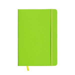 ON™ PU notebook with coloured elastic, ruled sheets (80 pages), ivory colour, satin bookmark