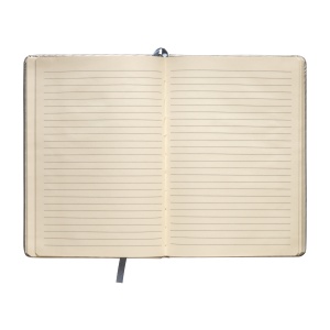 ON™ PU notebook with coloured elastic, ruled sheets (80 pages), ivory colour, satin bookmark