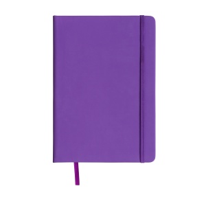 ON™ PU notebook with coloured elastic, squared sheets (80 pages), satin bookmark