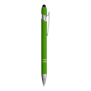 ON™ Rubberized aluminium snap pen with touch screen eraser and metal clip
