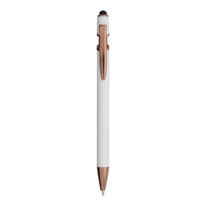 ON™ Rubberized aluminium snap pen with touch screen eraser and metal clip