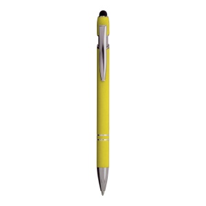 ON™ Rubberized aluminium snap pen with touch screen eraser and metal clip