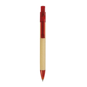 ON™ Push button ball pen with recycled carton barrel and plastic fittings