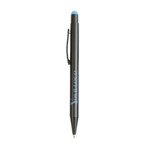 ON™ Aluminum push button ball pen with colored touch screen and laser engraved logo