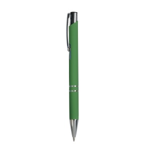 ON™ Aluminium snap pen with rubberised grip with 2 chrome trim rings