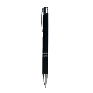 ON™ Aluminium snap pen with rubberised grip with 2 chrome trim rings