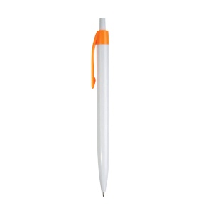 ON™ Plastic snap pen with white barrel and coloured clip