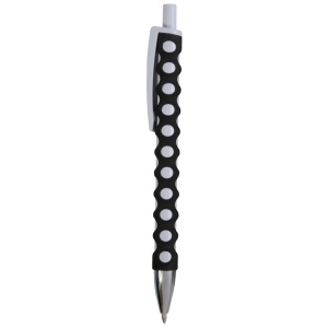 ON™ Plastic snap pen with white barrel, clip and button