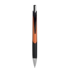 ON™ Plastic snap pen with metallic barrel and rubberised black grip to match the clip