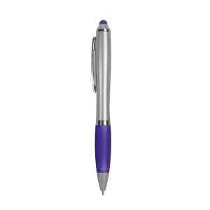 ON™ Plastic twist pen with silver barrel, rubberised coloured grip