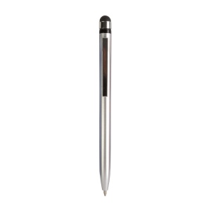 ON™ Plastic twist pen with metallic coloured barrel and touchscreen rubber tip