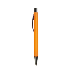 ON™ Plastic push botton pen with rubber and metal clip