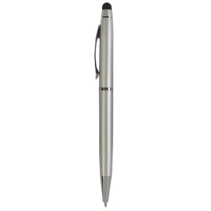 ON™ Metal coloured twist pen with matching touchscreen rubber tip