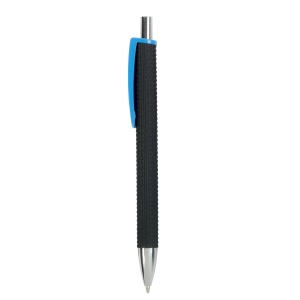 ON™ Plastic snap pen with tyre-effect rubberised black barrel and wide coloured clip