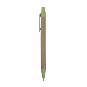 ON™ Push button ball pen with recycled carton barrel and wheat-straw (50%) and PP (50%)