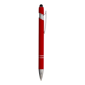 ON™ Rubberized aluminium snap pen with touch screen eraser and metal clip