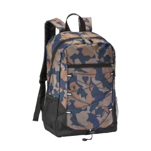 ON™ 600D polyester 4-pocket backpack (two mesh side pockets). Padded straps and back