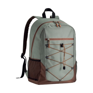 ON™ 600D polyester 4-pocket backpack (two mesh side pockets). Padded straps and back