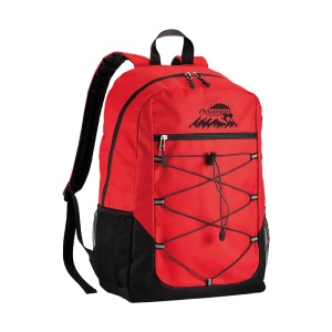 ON™ 600D polyester 4-pocket backpack (two mesh side pockets). Padded straps and back