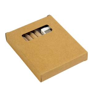 ON™ Set of 6 coloured wooden pencils, plastic sharpener and drawing album, in cardboard box