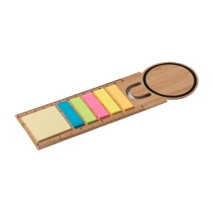 ON Bamboo bookmark ruler. Includes 25 medium post-it notes and 125 mini post-it notes