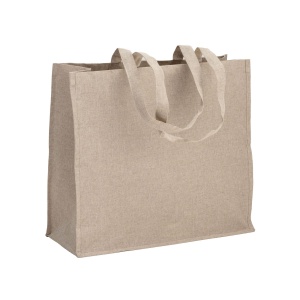 ON Geantă de cumpărături din bumbac reciclat 120 g/m2 cu înveliș interior din PP, mânere lungi și clin