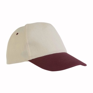 ON Natural cotton 5-panel cap with coloured visor and adjustable velcro strap