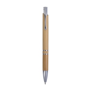 ON Push button ball pen in bamboo with chrome fittings