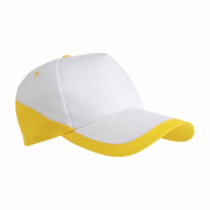 ON Șapcă din bumbac cu 5 panouri, bază albă și margini colorate, curea velcro reglabilă