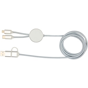 PF™ Alasia 5-in-1 recycled aluminium and plastic 150 cm data sync and 27W fast charge cable