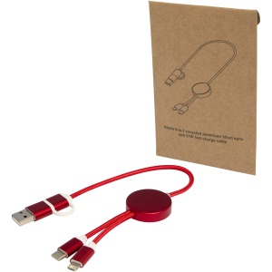 PF™ Alasia 5-in-1 recycled aluminium and plastic 30 cm data sync and 27W fast charge cable