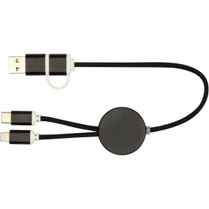 PF™ Alasia 5-in-1 recycled aluminium and plastic 30 cm data sync and 27W fast charge cable