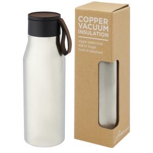 PF™ Ljungan 500 ml copper vacuum insulated stainless steel bottle with PU leather strap and lid