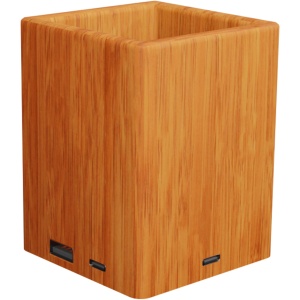 PF™ SCX.design O12 wooden light-up logo pencil holder with dual USB output