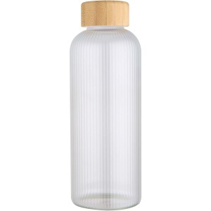 PF Mirage 650 ml single-walled borosilicate glass bottle with bamboo lid