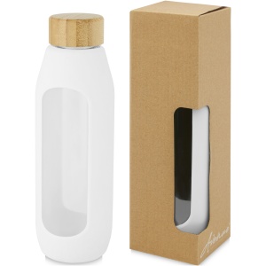 PF Pahar Lidan din sticlă borosilicată de 360 ml cu mâner din plută și capac din silicon