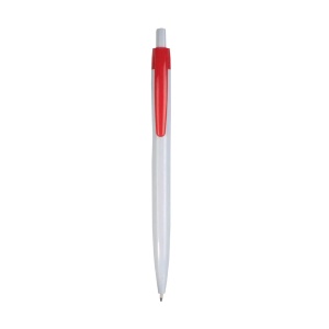 Plastic snap pen with white barrel and coloured clip - Img 1
