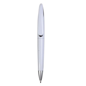 Plastic snap pen with white barrel and curved clip with coloured inside, jumbo refill - Img 1