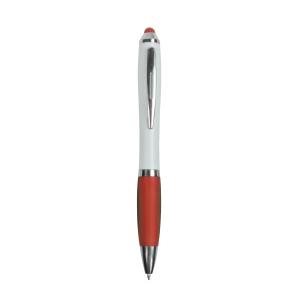 Plastic twist pen with white barrel, rubberised coloured grip - Img 11