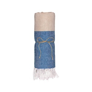 Recycled cotton beach towel 180 g/m2. Melange effect and fringes - Img 6