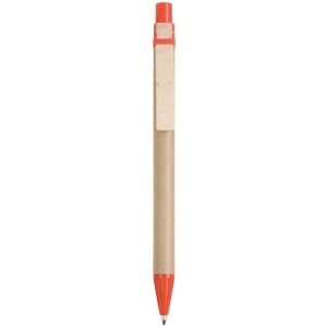 Recycled paper snap pen, coloured PP and wheat straw details, wooden clip - Img 8