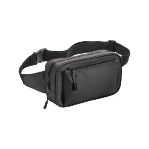 Water resistant polyester  waistbag. Front pocket with zipper and adjustable belt