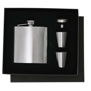 AX™ Recycled stainless steel hip flask 175 ml, 2 cups, funnel - Img 6