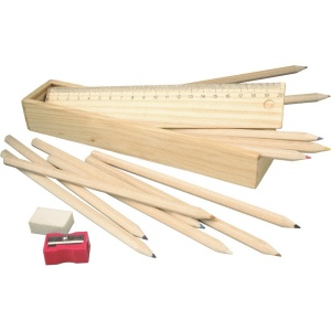 AX School set, pencil case, 12 pencils, ruler, eraser and pencil sharpener